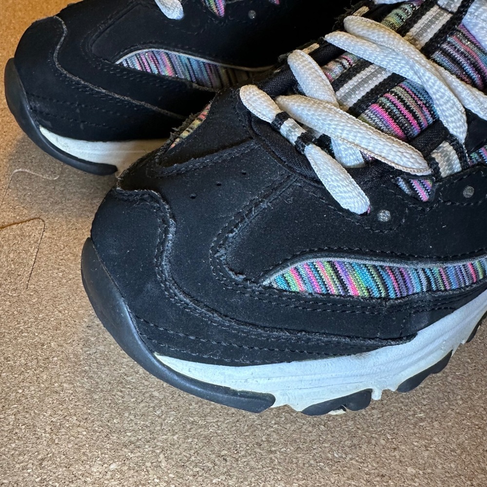 Skechers D'Lites Sneakers Womens 7.5 Black Multi Color Stripe Leather 11978 BKMT - Picture 11 of 11